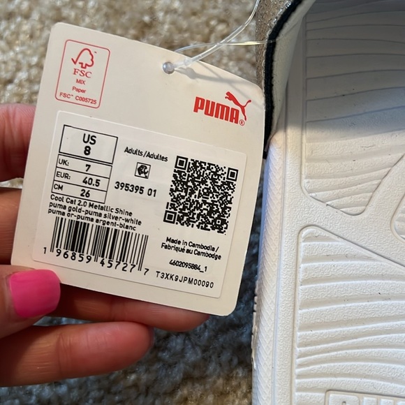 Puma Cool Cat 2.0 metallic shine slide sandal gold white size 8 shoe main image 5